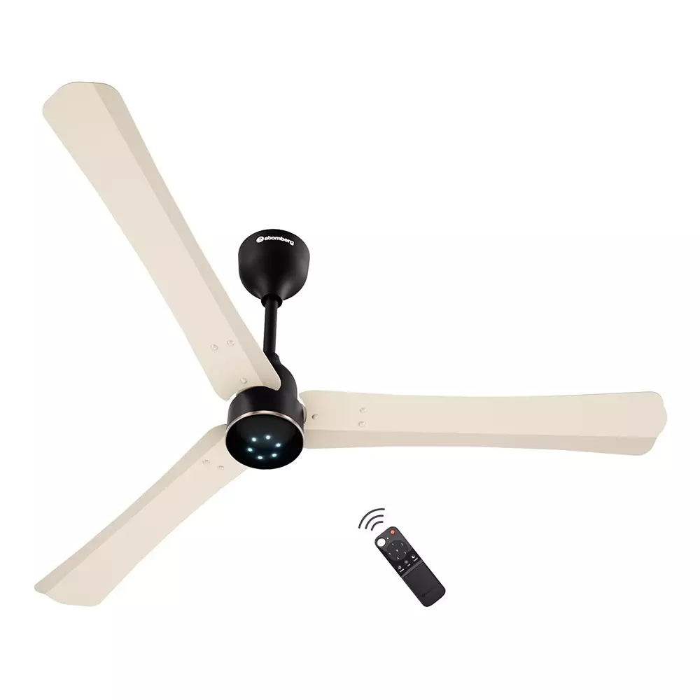 Atomberg Renesa Halo (All Smart) Seasand Ivory & Black 1200 mm Ceiling Fan With Remote Control
