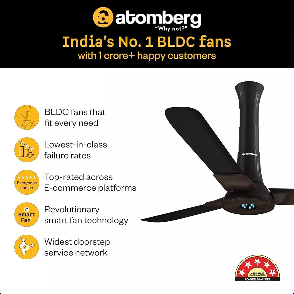 Atomberg Studio+ Smart Earth Brown 1200 mm Ceiling Fan With Remote