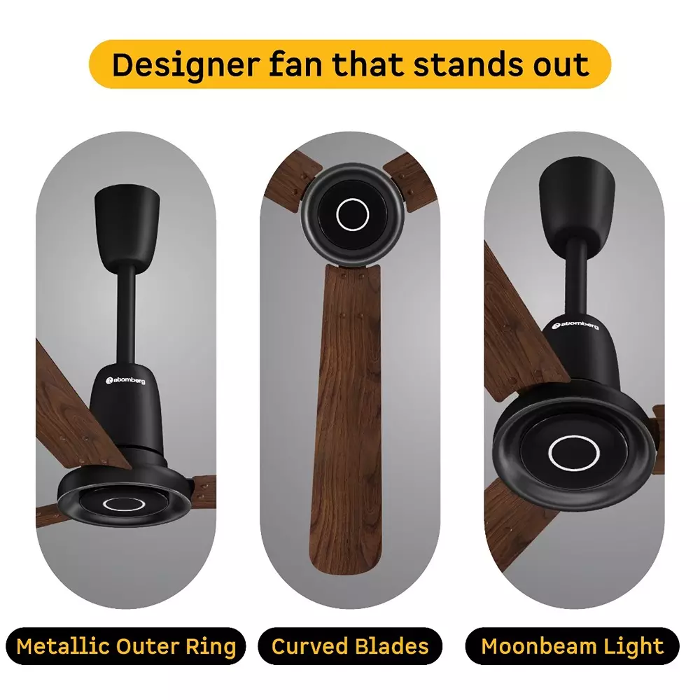 Atomberg Studio Nexus Smart Dark Walnut (Wooden) 1400 mm Ceiling Fan With Remote