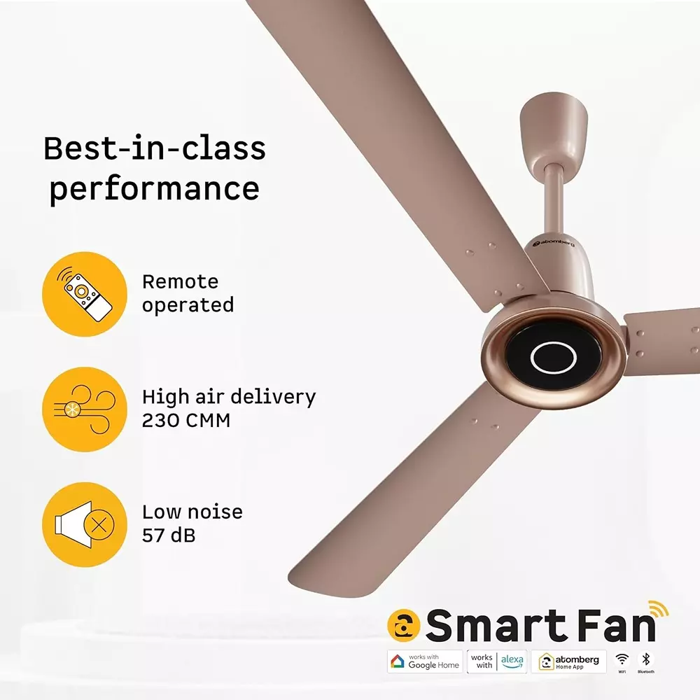 Atomberg Studio Nexus Smart Rose Gold 1200 mm Ceiling Fan With Remote