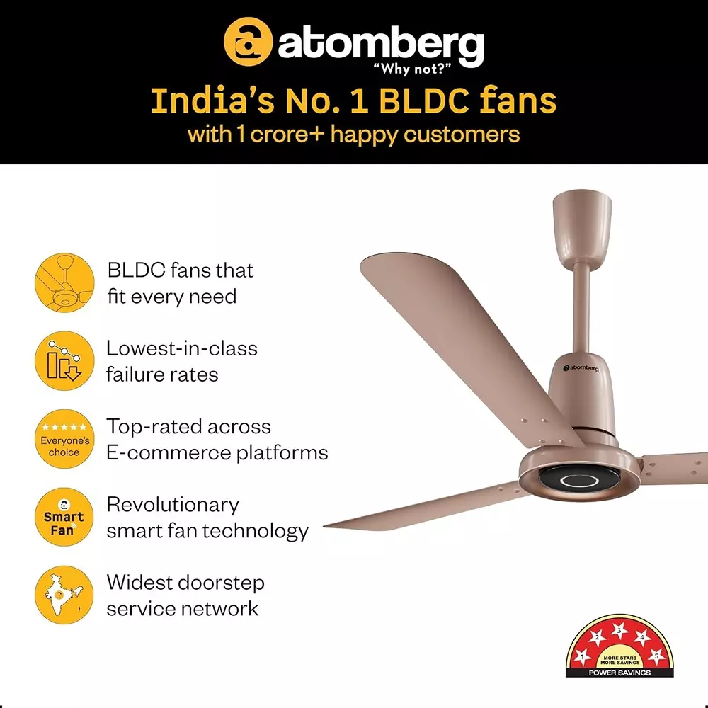 Atomberg Studio Nexus Smart Rose Gold 1200 mm Ceiling Fan With Remote