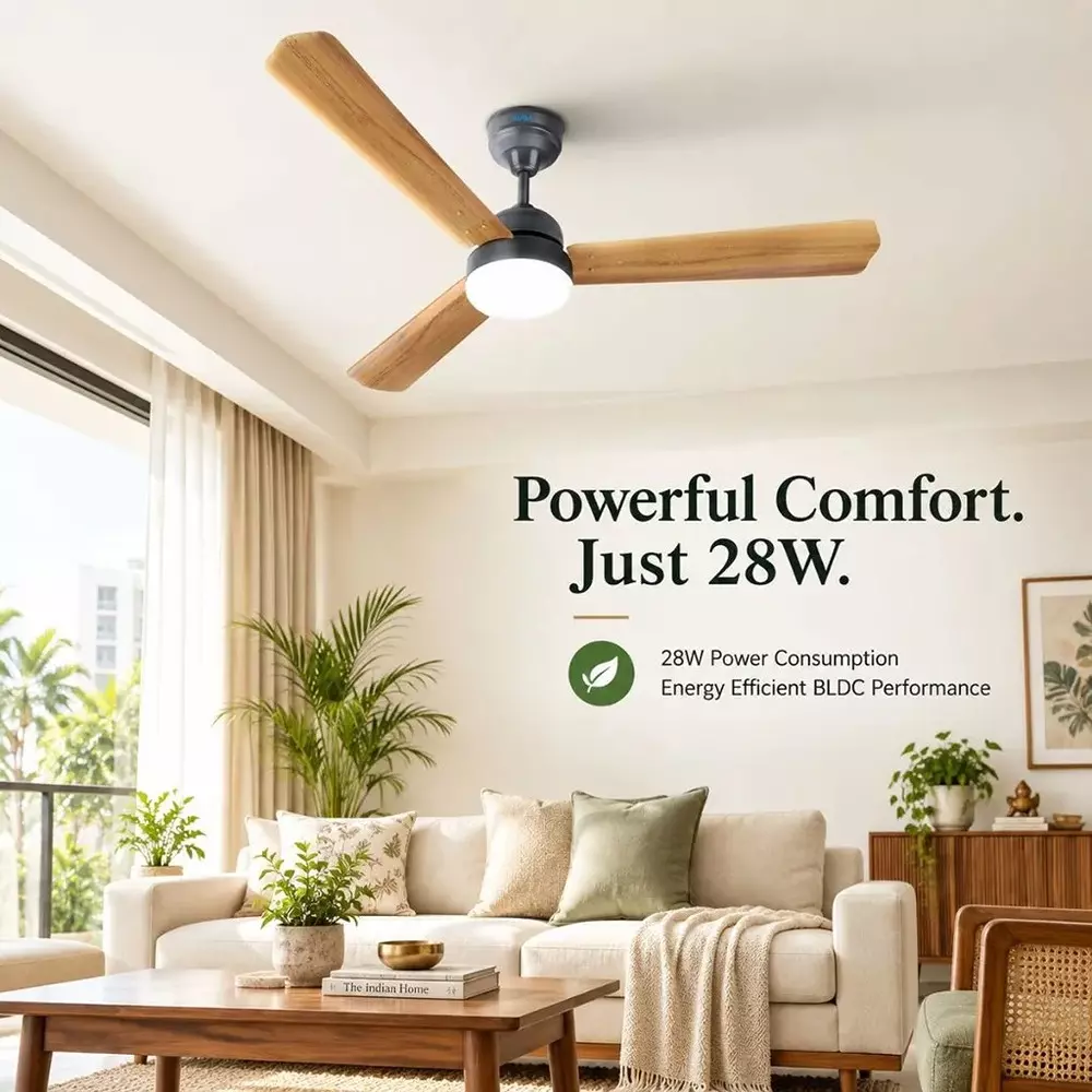 xuga-ceiling-fan-220-cmm-air-flow-bldc-motor-3-blades-380-rpm-1200-mm-sweep-size-5-star-rating-wooden-color-celeste-f2w
