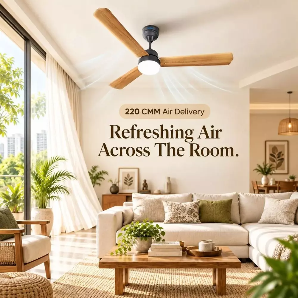 xuga-ceiling-fan-220-cmm-air-flow-bldc-motor-3-blades-380-rpm-1200-mm-sweep-size-5-star-rating-wooden-color-celeste-f2w