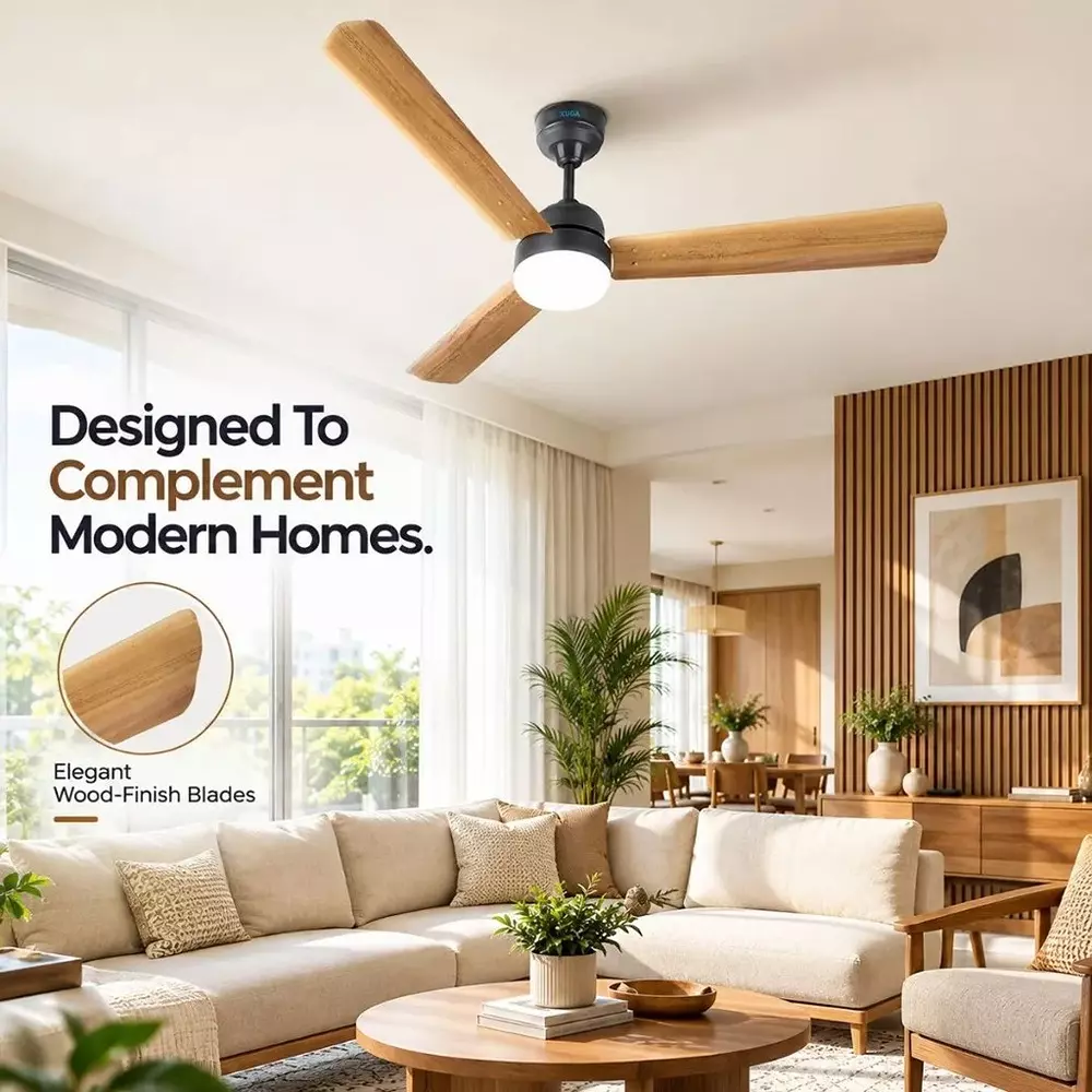 xuga-ceiling-fan-220-cmm-air-flow-bldc-motor-3-blades-380-rpm-1200-mm-sweep-size-5-star-rating-wooden-color-celeste-f2w