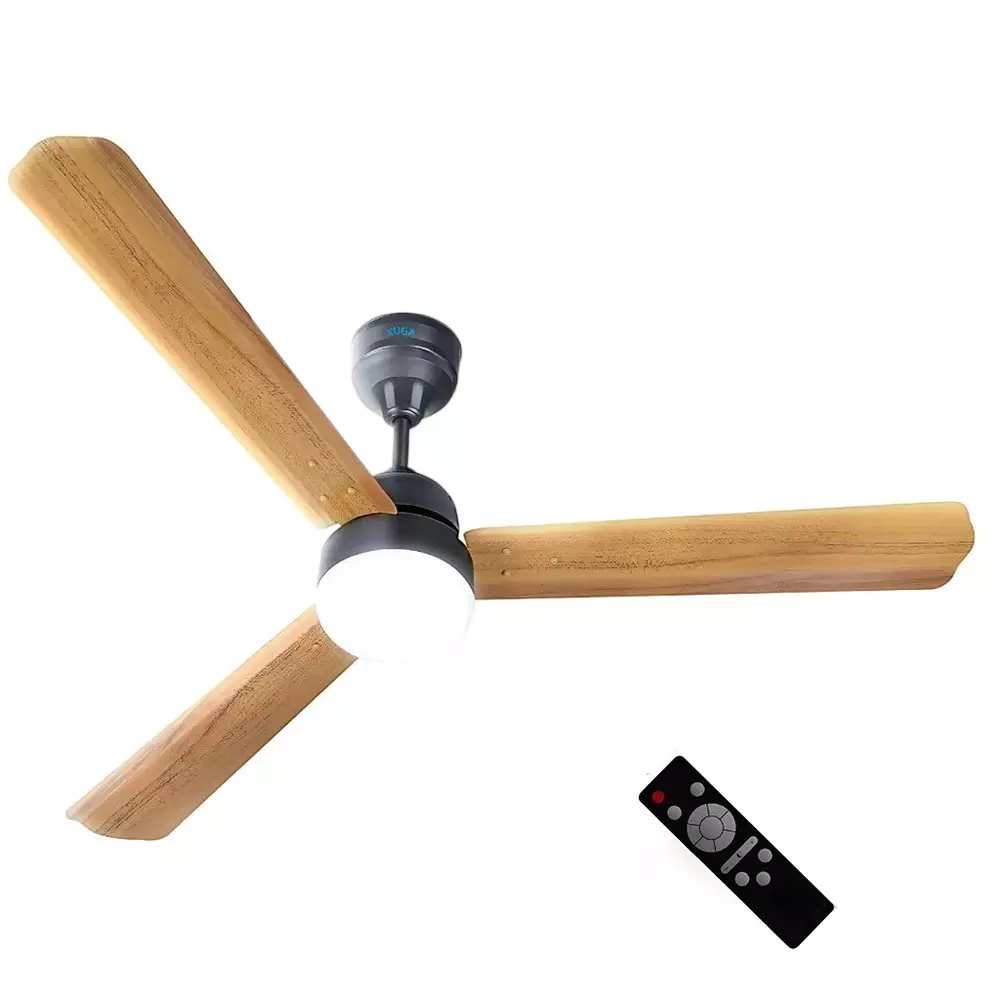XUGA Ceiling Fan 220 CMM Air Flow BLDC Motor 3 Blades 380 RPM 1200 mm Sweep Size 5 Star Rating Wooden Color, Celeste F2W