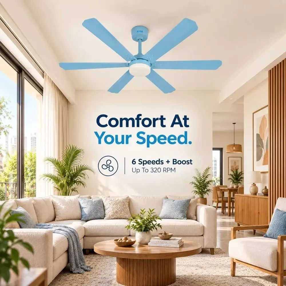 xuga-ceiling-fan-210-cmm-air-flow-bldc-motor-6-blades-320-rpm-1200-mm-sweep-size-5-star-rating-light-blue-color-zephyr-f1k
