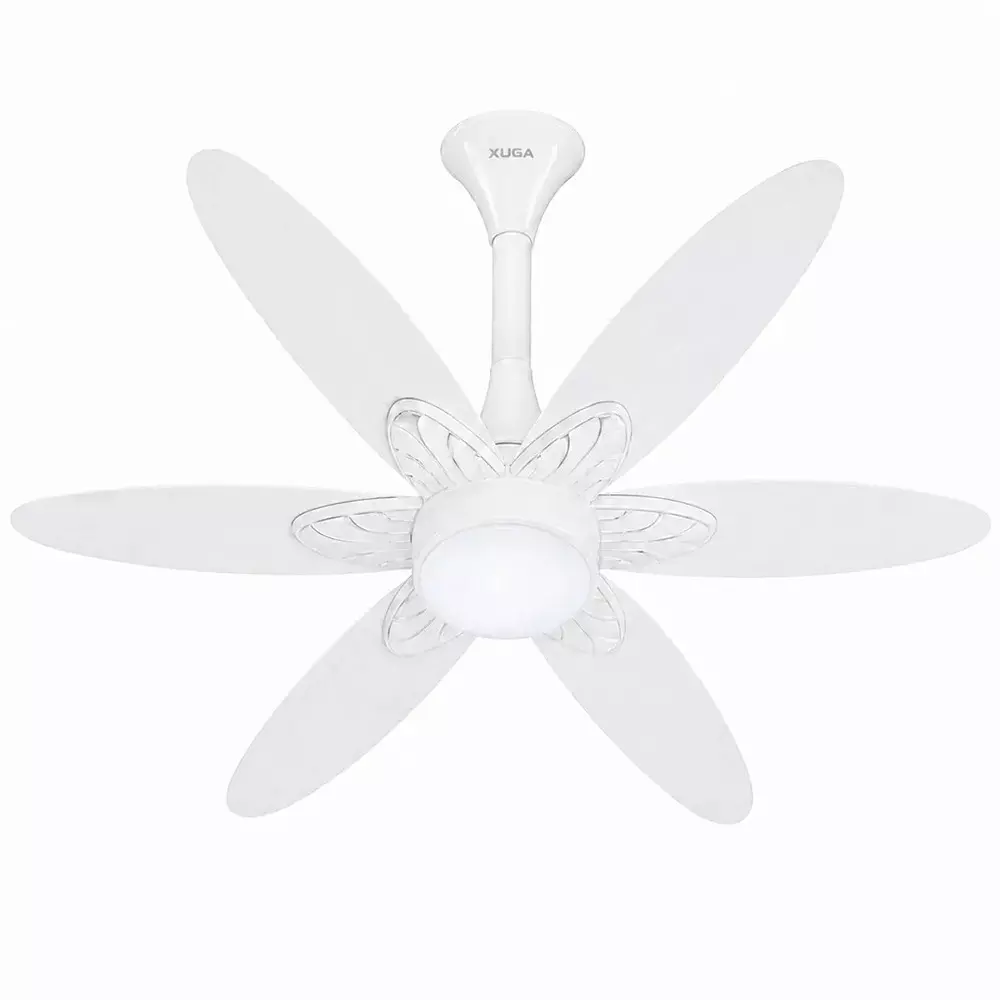 XUGA Ceiling Fan 210 CMM Air Flow BLDC Motor 6 Blades 320 RPM 1200 mm Sweep Size White Color, Velor F11A
