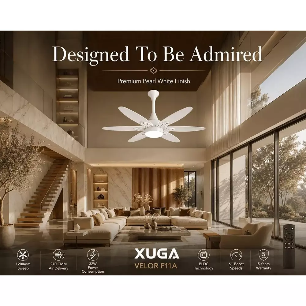 xuga-ceiling-fan-210-cmm-air-flow-bldc-motor-6-blades-320-rpm-1200-mm-sweep-size-white-color-velor-f11a