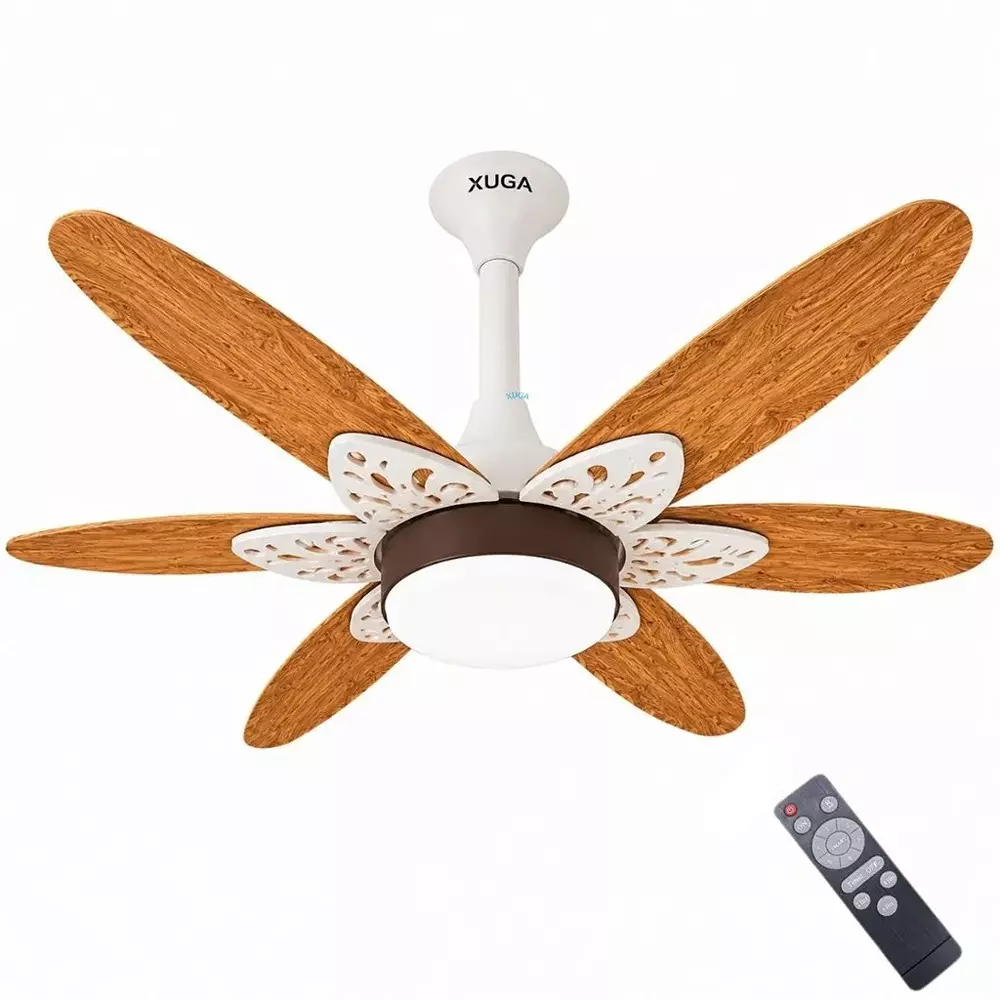 XUGA Ceiling Fan 210 CMM Air Flow BLDC Motor 6 Blades 320 RPM 1200 mm Sweep Size Oakwood Color, Velor F11W-D