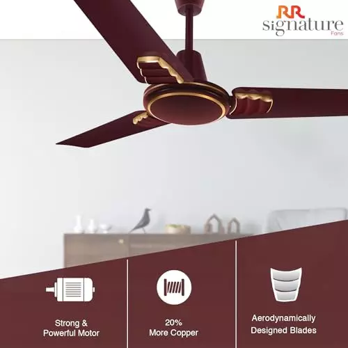 RR Signature WAVIA BLDC Ceiling Fan Cedar Brown 1200 mm Sweep 370 RPM