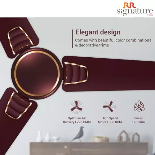 RR Signature WAVIA BLDC Ceiling Fan Cedar Brown 1200 mm Sweep 370 RPM