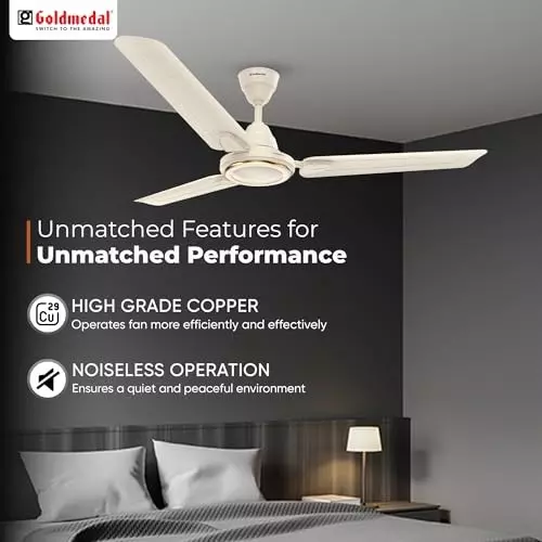 Goldmedal Gati Deco Ceiling Fan Ivory 1200 mm, SCFS500348GLNIV