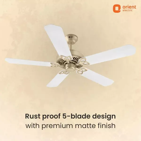Orient Premium Subaris Ceiling Fan with Smart Remote Antique Gold White 1300 mm 67 W 5 Blades ‎250 RPM