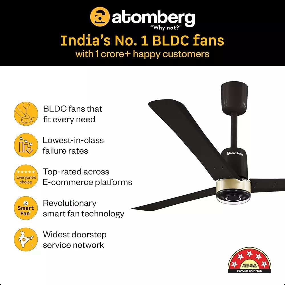 Atomberg Renesa Elite Smart Earth Brown 900 mm Ceiling Fan with Remote