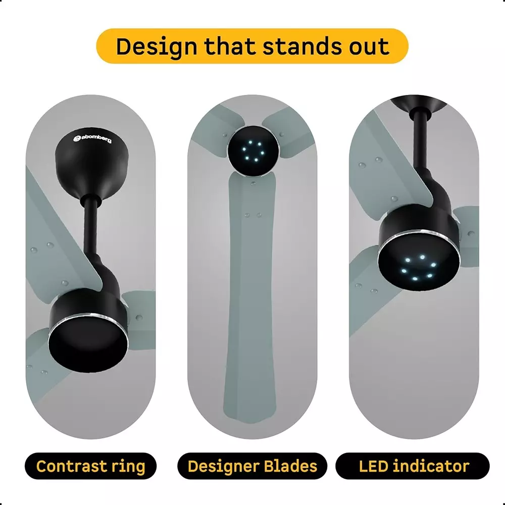 Atomberg Renesa Halo (All Smart) Misty Teal & Black 1200 mm Ceiling Fan With Remote Control