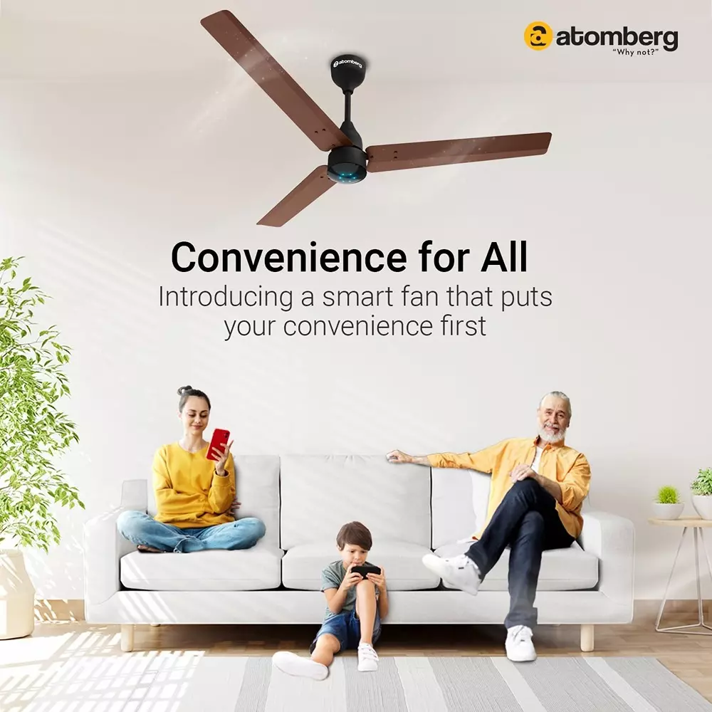 Atomberg Renesa Smart Brown & Black 1200 mm Ceiling Fan With Remote