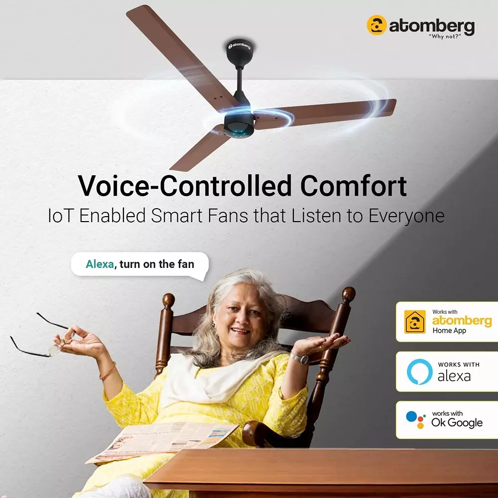 Atomberg Renesa Smart Brown & Black 1200 mm Ceiling Fan With Remote