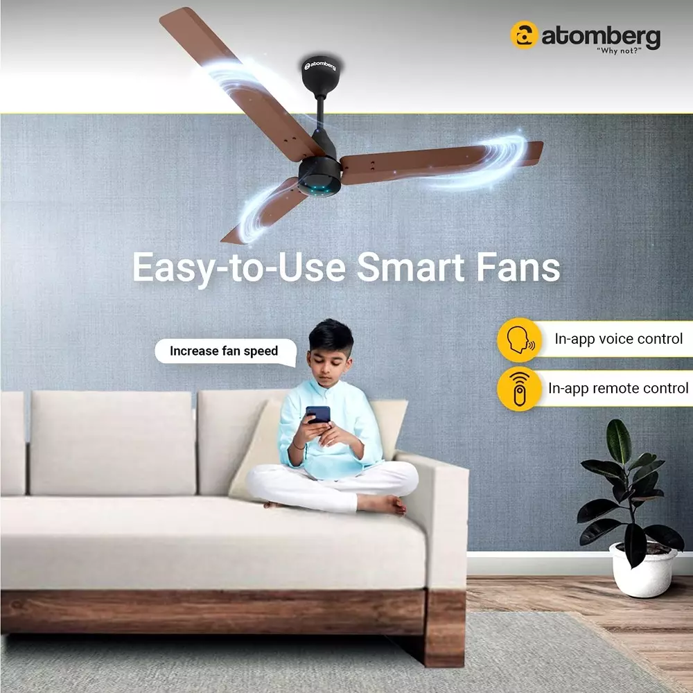 Atomberg Renesa Smart Brown & Black 1200 mm Ceiling Fan With Remote