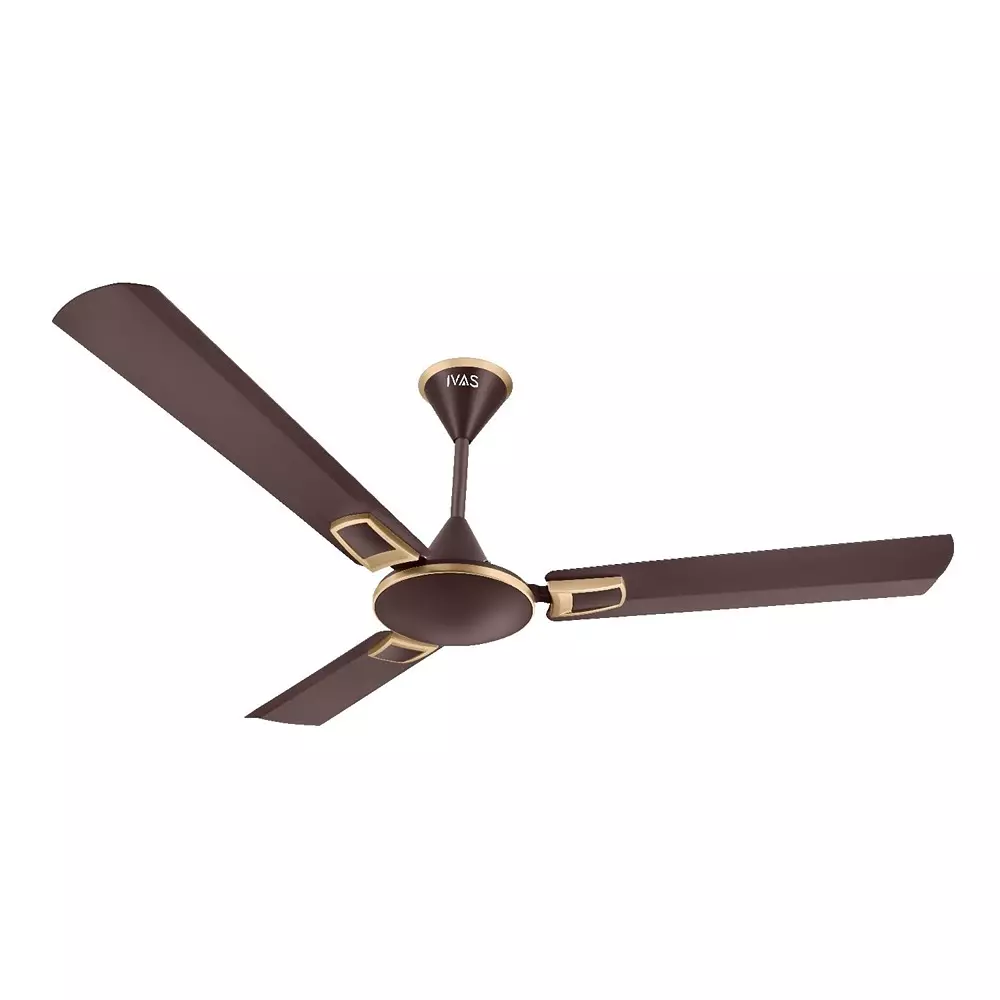 IVAS Ivana 3 Blades Ceiling Fan 50 W Power 1200 mm Sweep Size Corded Electric Metallic Brown Ceiling Mount
