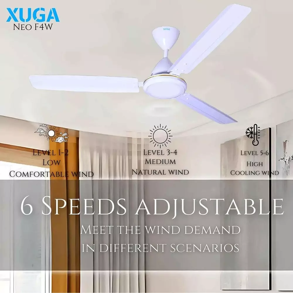 xuga-ceiling-fan-220-cmm-air-flow-bldc-motor-3-blades-380-rpm-1200-mm-sweep-size-5-star-rating-white-color-neo-f4w