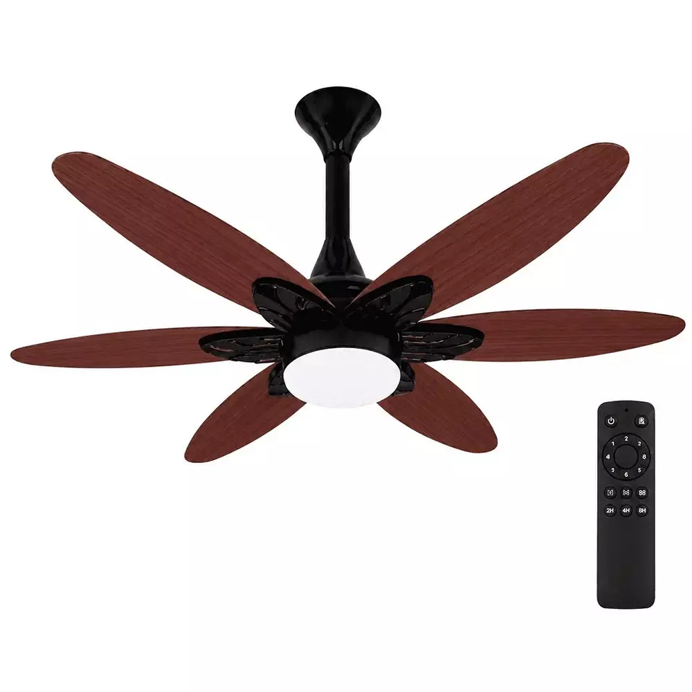 XUGA Ceiling Fan 210 CMM Air Flow BLDC Motor 6 Blades 320 RPM 1200 mm Sweep Size Oakwood Color, Velor F11P