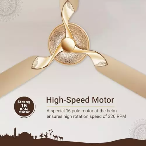 RR Signature JAIPUR MAHAL Ceiling Fan Thar Gold 1320 mm Sweep 320 RPM