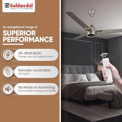 Goldmedal Opus Prime Ceiling Fan with Remote Control Titanium Grey 1200 mm, SCFP301948GLTGR