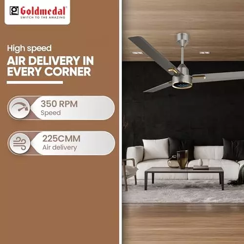 Goldmedal Opus Prime Ceiling Fan with Remote Control Titanium Grey 1200 mm, SCFP301948GLTGR