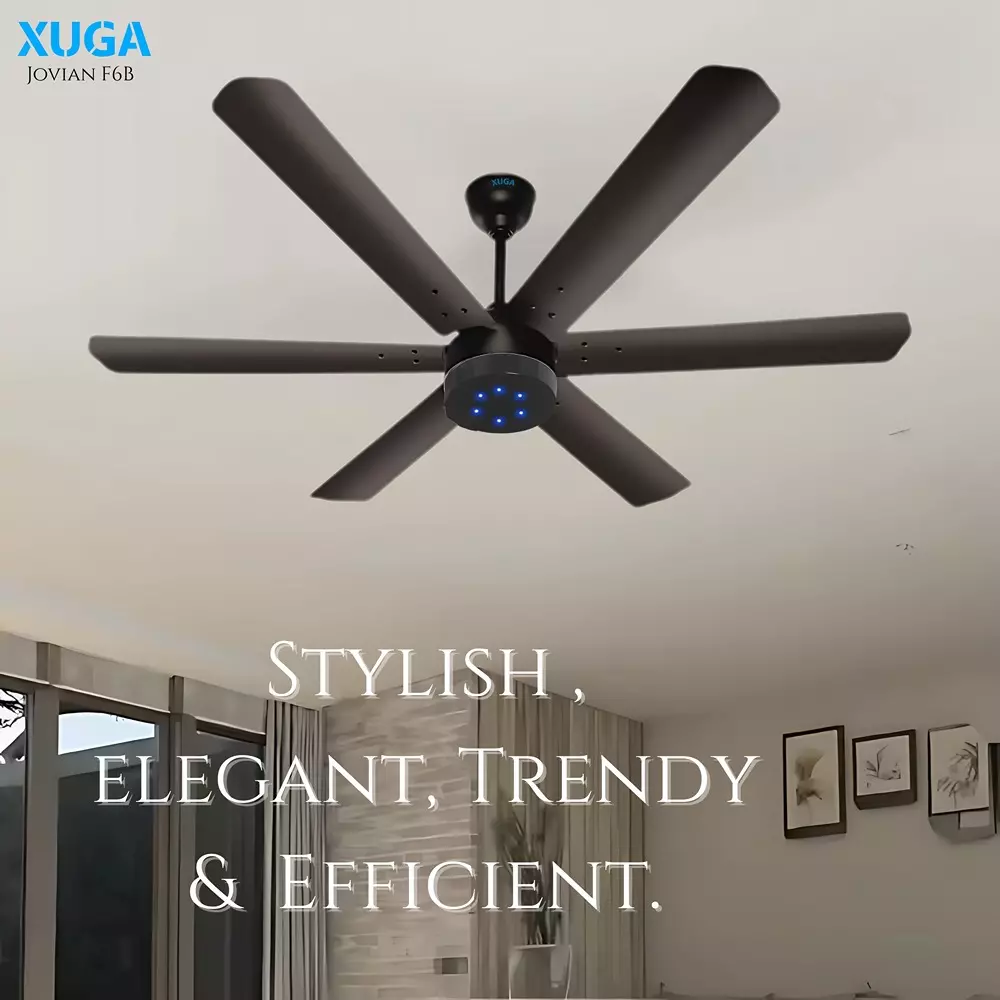 XUGA Jovian F6B Premium Smart Ceiling Fan With Remote 320 RPM Speed 100% Copper Motor 32 W Smoke Brown