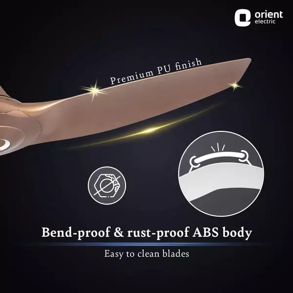 Orient BLDC Premium Aeroquiet Noiseless Ceiling Fan with Remote Caramel Brown 1200 mm 35 W 3 Blades 310 RPM