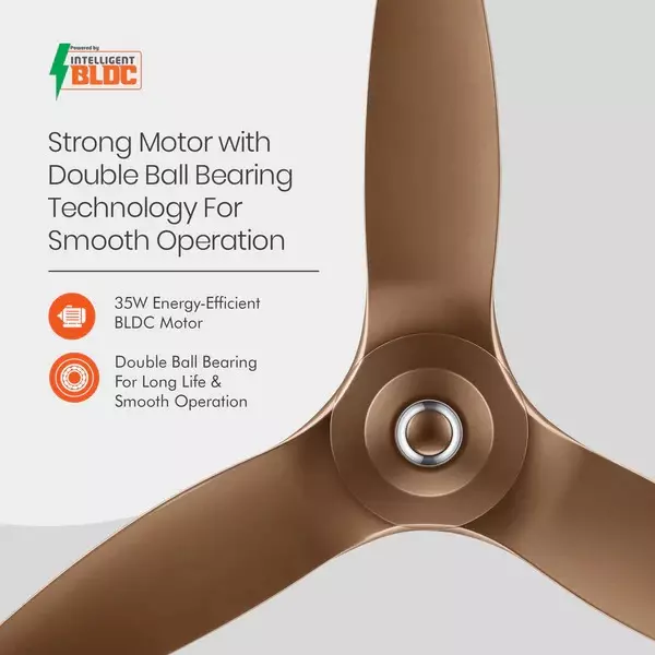 Orient BLDC Premium Aeroquiet Noiseless Ceiling Fan with Remote Caramel Brown 1200 mm 35 W 3 Blades 310 RPM