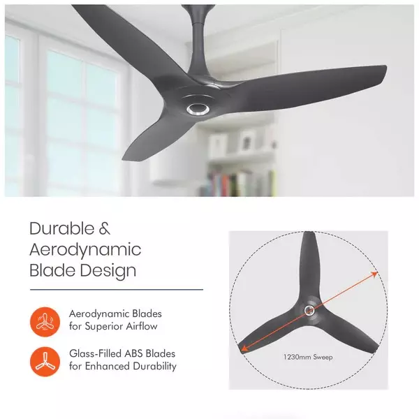 Orient BLDC Premium Aeroquiet Noiseless Ceiling Fan with Remote Daytone Grey 1200 mm 35 W 3 Blades 310 RPM