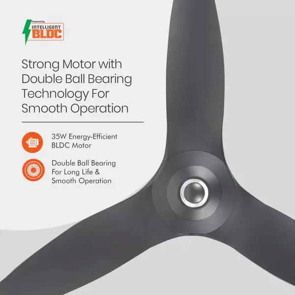 Orient BLDC Premium Aeroquiet Noiseless Ceiling Fan with Remote Daytone Grey 1200 mm 35 W 3 Blades 310 RPM
