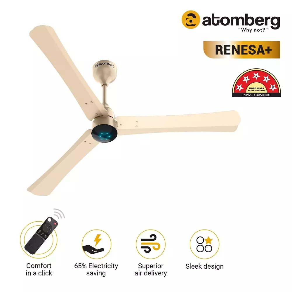 Atomberg Renesa+ Metallic Gold 900 mm Ceiling Fan with Remote