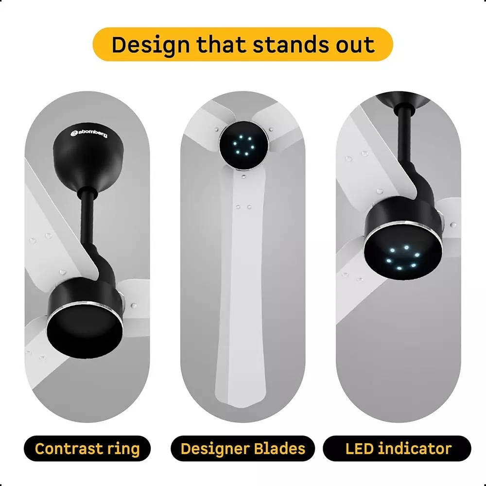 Atomberg Renesa Halo (All Smart) Gloss White & Black 900 mm Ceiling Fan With Remote Control