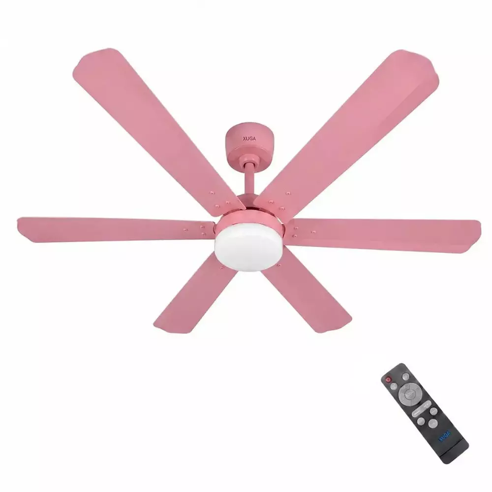 XUGA Ceiling Fan 210 CMM Air Flow BLDC Motor 6 Blades 320 RPM 1200 mm Sweep Size 5 Star Rating Pink Color, Zephyr F1L