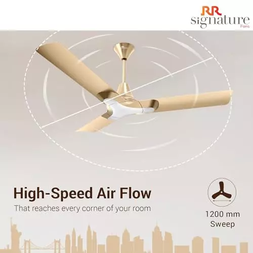 RR Signature LUMAIRE Ceiling Fan Champaign Gold 1200 mm Sweep 350 RPM