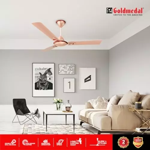 Goldmedal Eva Prime Ceiling Fan Rose Gold 1200 mm, SCFP301748MQRGD