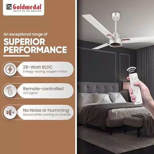 Goldmedal Opus Prime Ceiling Fan with Remote Control Angel White 1200 mm, SCFP301948GLAWH