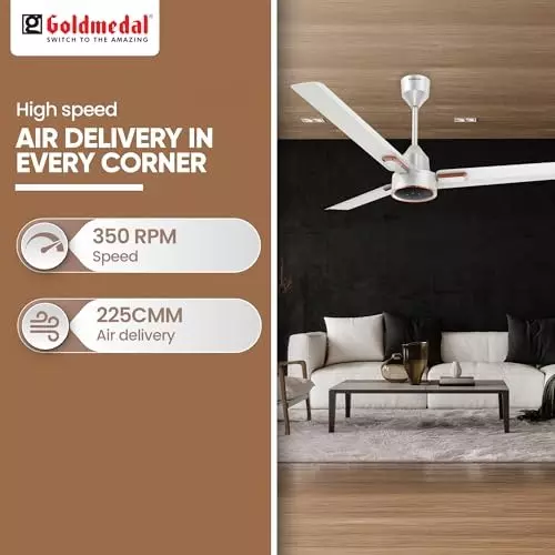 Goldmedal Opus Prime Ceiling Fan with Remote Control Angel White 1200 mm, SCFP301948GLAWH