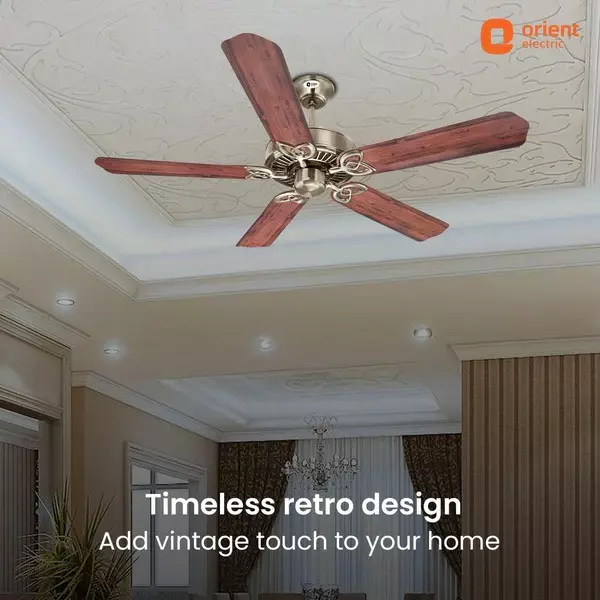 Orient Premium Subaris Ceiling Fan with Smart Remote Antique Copper Oak 1300 mm 67 W 5 Blades ‎250 RPM