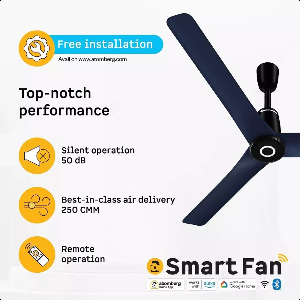 Atomberg Aris Contour (All Smart) Ritz Blue 1200 mm Ceiling Fan with Remote