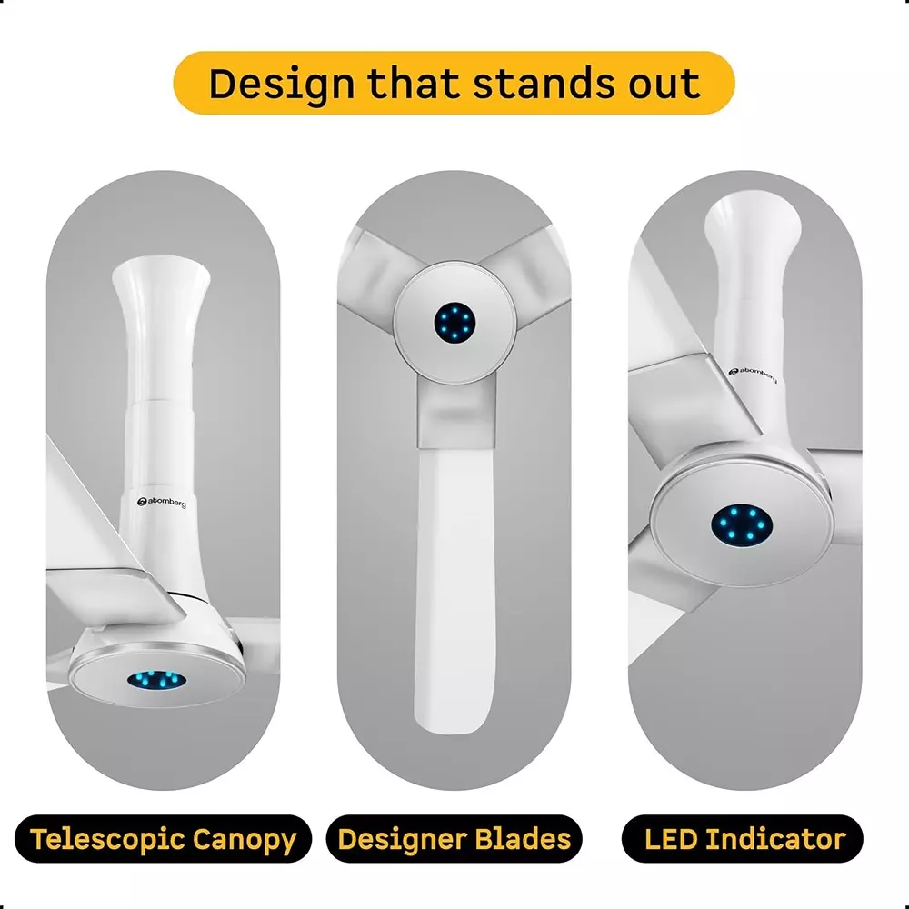 Atomberg Studio+ Smart Marble White 1200 mm Ceiling Fan With Remote