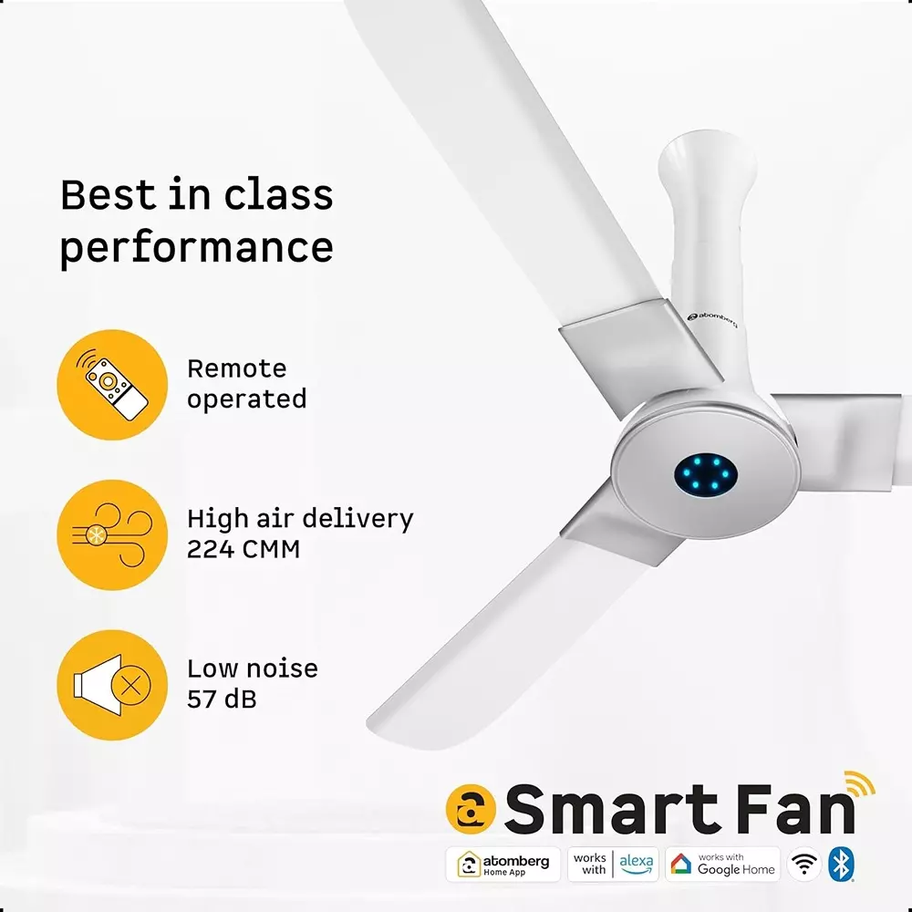 Atomberg Studio+ Smart Marble White 1200 mm Ceiling Fan With Remote