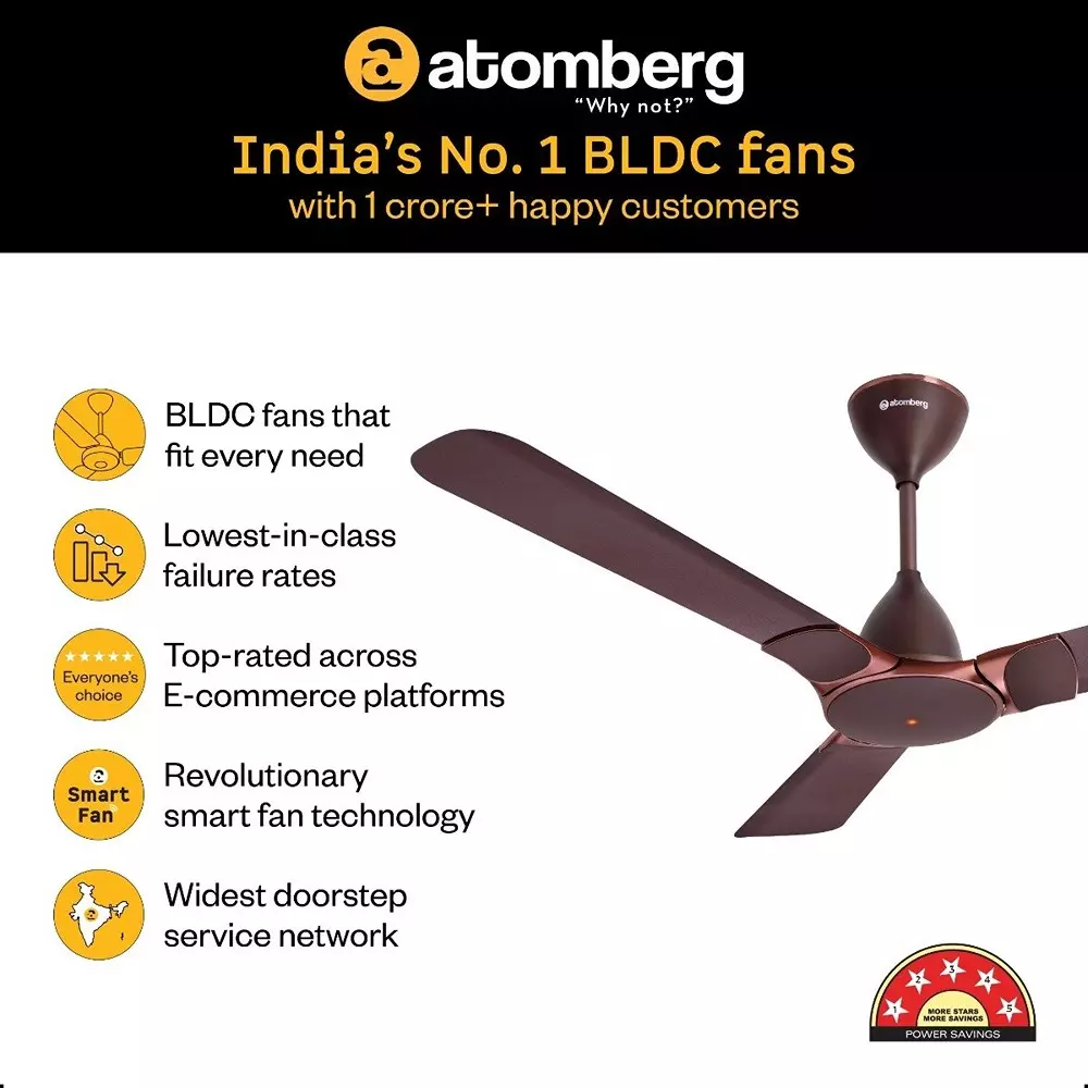 Atomberg Erica Nuvo Umber Brown 1200 mm Ceiling Fan With Remote