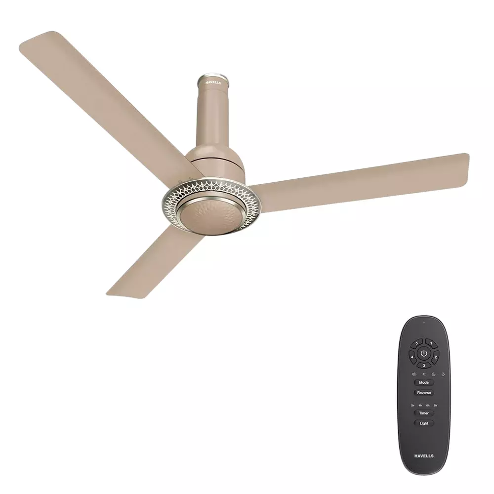 Havells Cera Underlight BLDC Premium Ceiling Fan with Remote 1200 mm Sweep Size Champagne, FHCCT5SCPG48