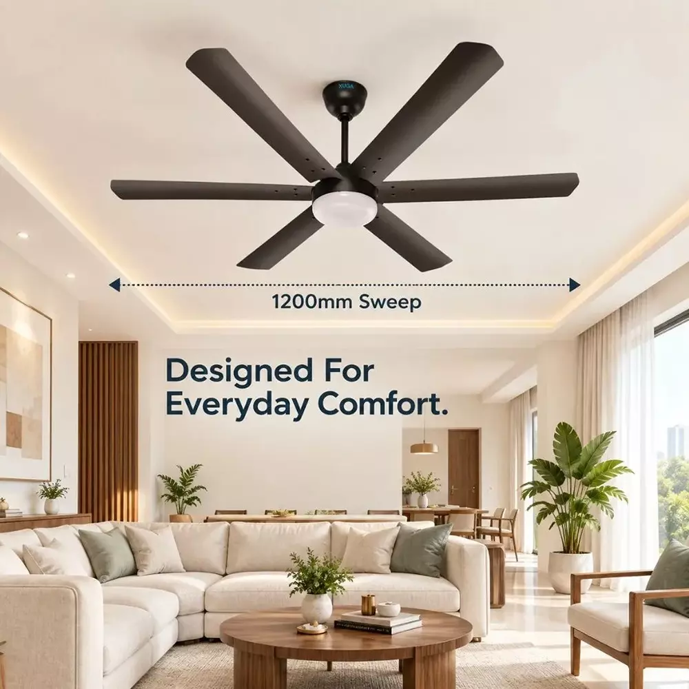 xuga-ceiling-fan-210-cmm-air-flow-bldc-motor-6-blades-320-rpm-1200-mm-sweep-size-5-star-rating-smoke-brown-color-zephyr-f1b