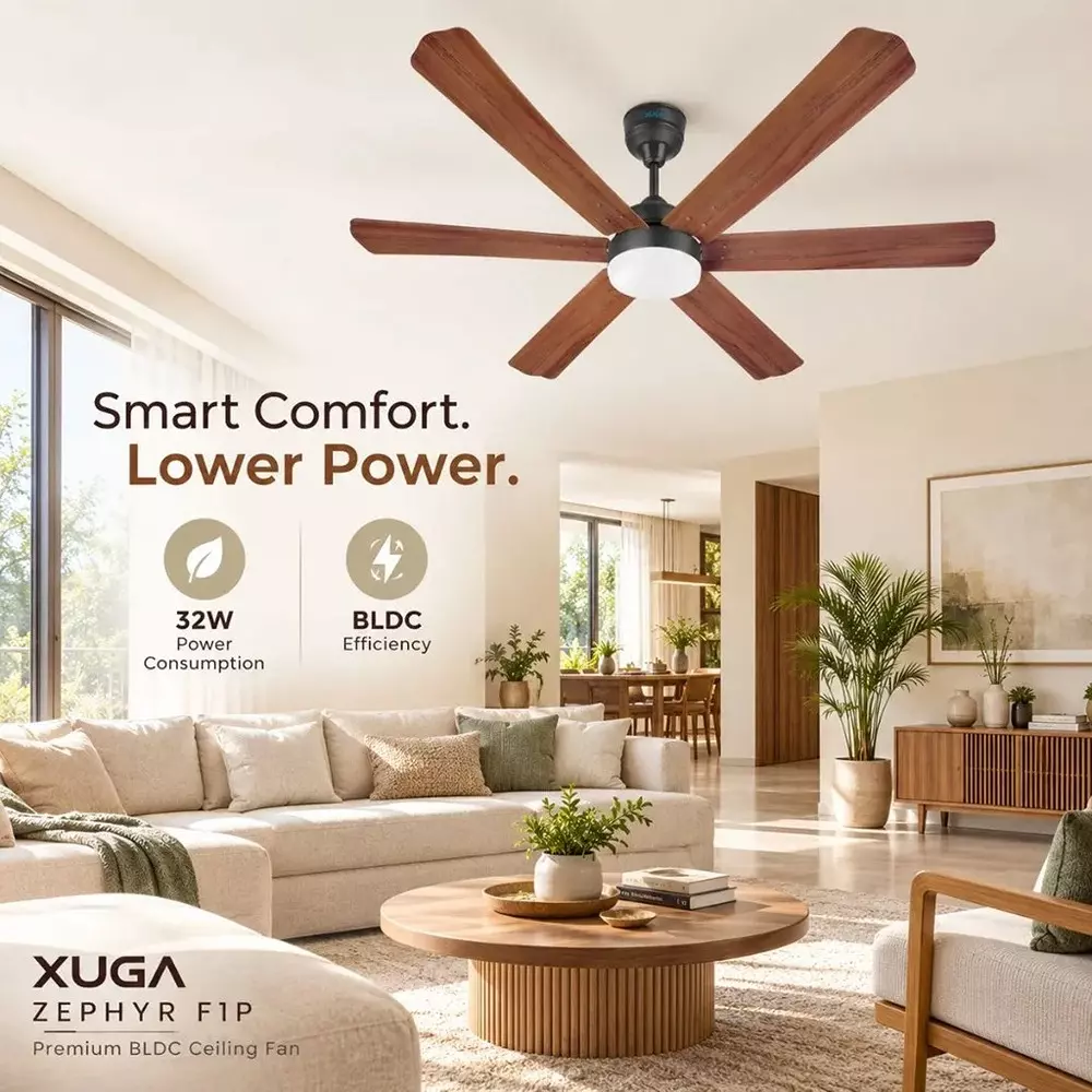 xuga-ceiling-fan-210-cmm-air-flow-bldc-motor-6-blades-320-rpm-1200-mm-sweep-size-5-star-rating-oakwood-color-zephyr-f1p