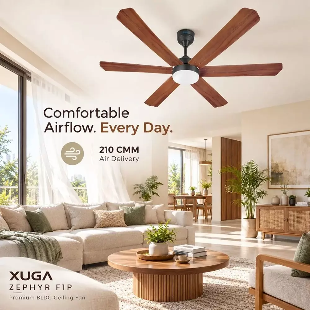 xuga-ceiling-fan-210-cmm-air-flow-bldc-motor-6-blades-320-rpm-1200-mm-sweep-size-5-star-rating-oakwood-color-zephyr-f1p