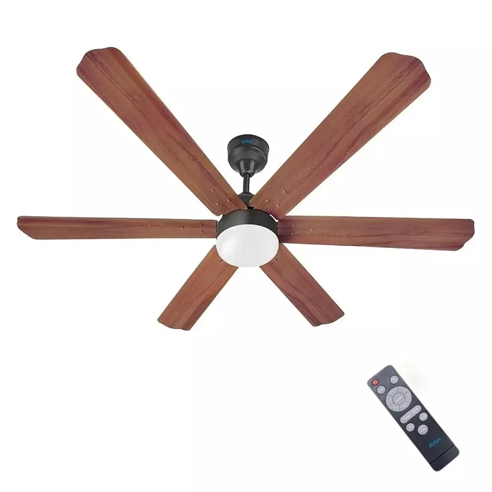 XUGA Ceiling Fan 210 CMM Air Flow BLDC Motor 6 Blades 320 RPM 1200 mm Sweep Size 5 Star Rating Oakwood Color, Zephyr F1P